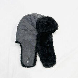 The North Face Hoser Charcoal Grey Faux Fur Lined Trapper Bomber Hat